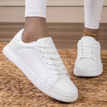 YRZL Athletic Sneakers for Couples Waterproof Lightweight Skateboard Shoes Men Women Non Slip Comfortable White Walking Shoes