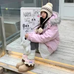 2025 New Women's Winter Thickened Down Cotton Jacket, Korean Style Couple's Fur Collar Parka Coat